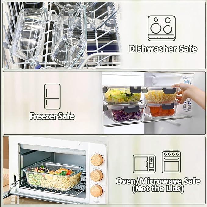 Glass Meal Prep Containers, Glass Food Storage Containers, Airtight lunch - Image 4