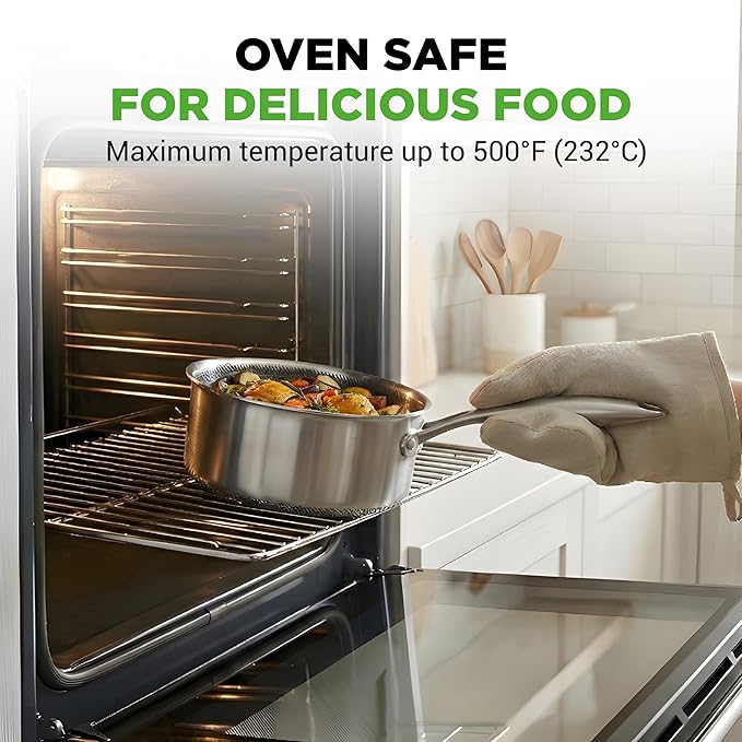 NutriChef 8-Piece Triply Cookware Set Stainless Steel - Image 4