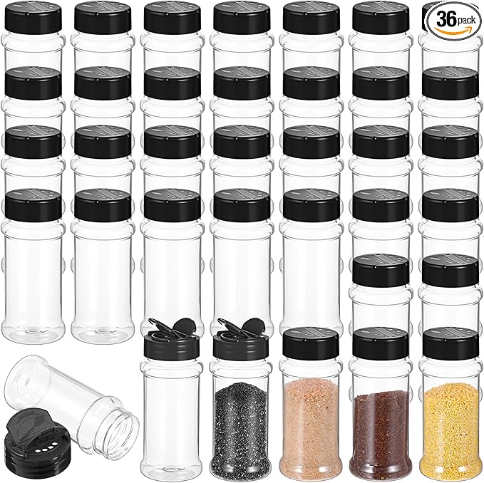 36 Pack 3 oz Clear Plastic Spice Jars by Unknown