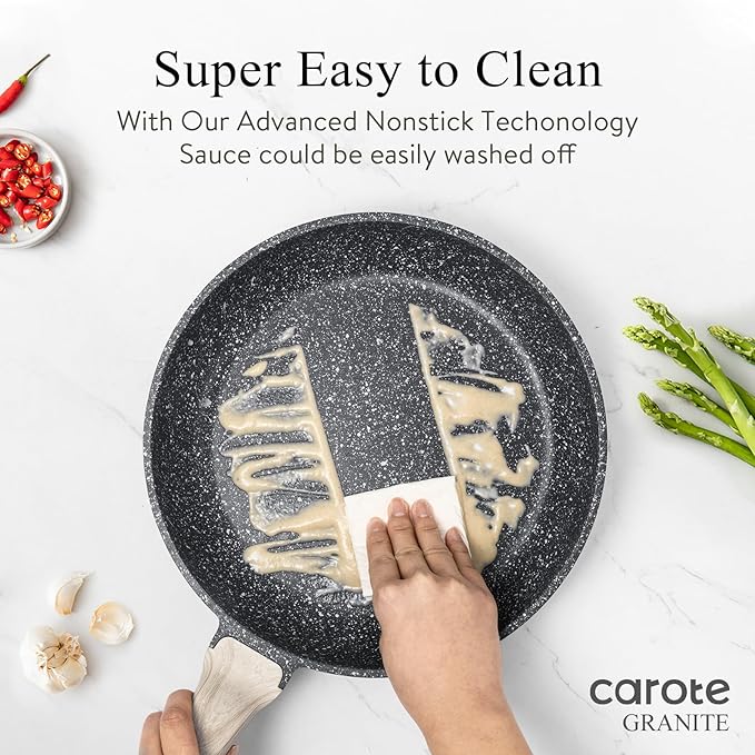CAROTE Non Stick Frying Pan Skillet, Egg Pan Omelet Pans, Granite Cookware - Image 5
