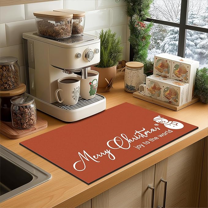 Findosom Christmas Dish Drying Mat, Hide Stain Drying Mat - Image 3