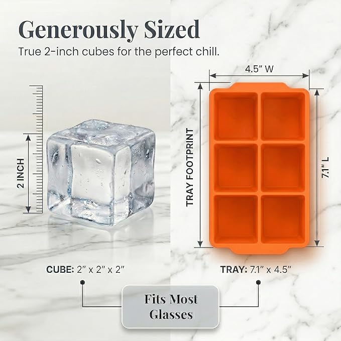 KitchFort Large Silicone Ice Cube Tray, Easy Release 2" Big Ice Cubes - Image 8