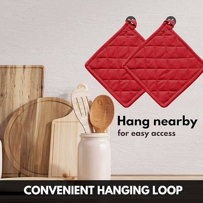 Oven Mitt + Pot Holder 100% Cotton Heat Resistant Kitchen Oven Gloves & Hot Pads - Image 3