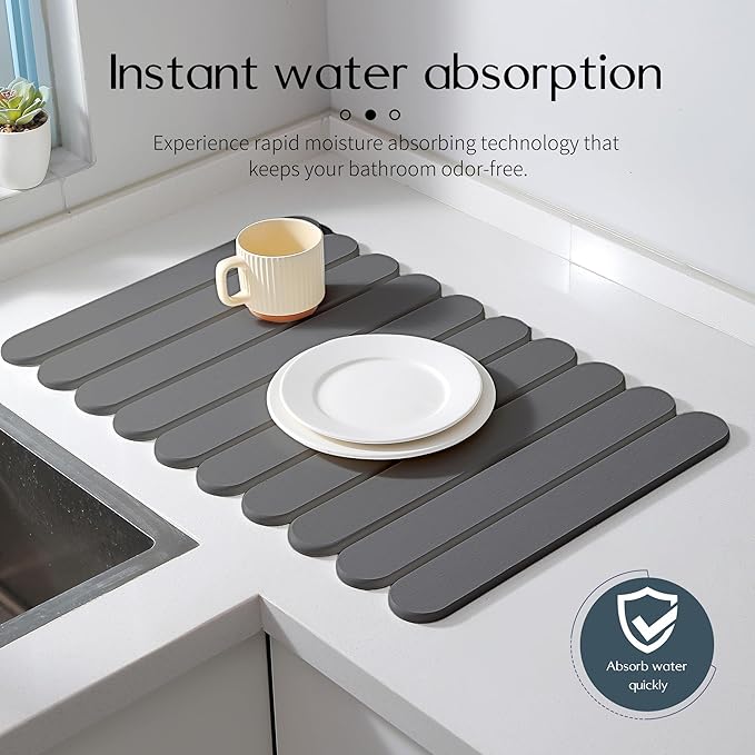 24"×16" Grey Stone Dish Drying Mats - Image 3