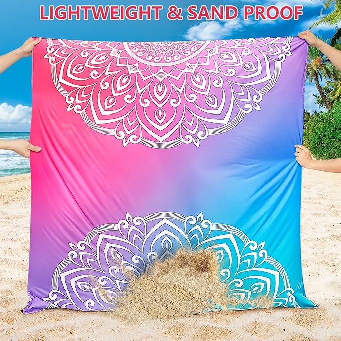 HIHOHO Beach Blanket Waterproof Sandproof Extra Large Beach Mat 79" X - Image 5