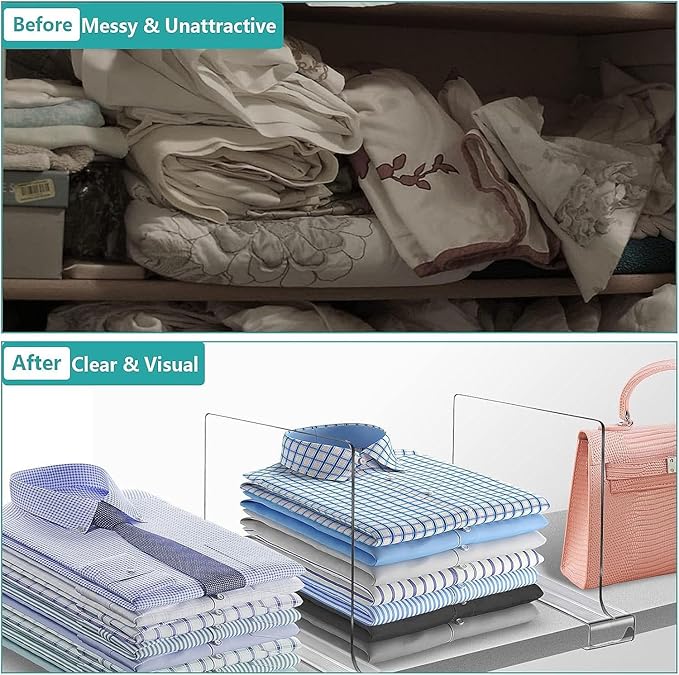 16 PCS Shelf Dividers for Closet Organization Acrylic Clear Closet Shelf - Image 4