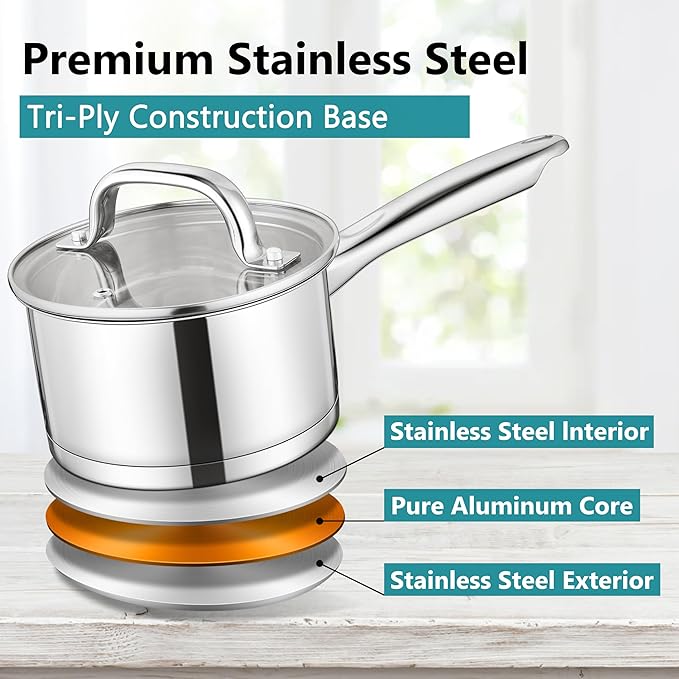 E-far Stainless Steel Saucepan - 2QT & 3QT - Image 6