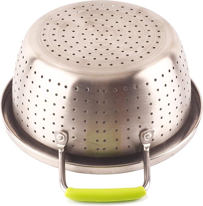 Stainless Steel Deep Colander Micro-perforated 2.5 Quart Metal Food Strainer - Image 7