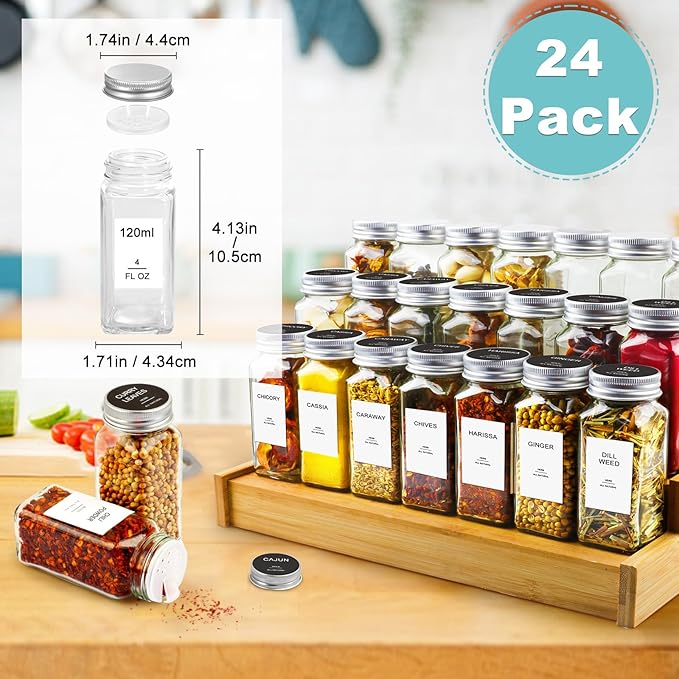 AISIPRIN 24 Pcs Glass Spice Jars - Image 2