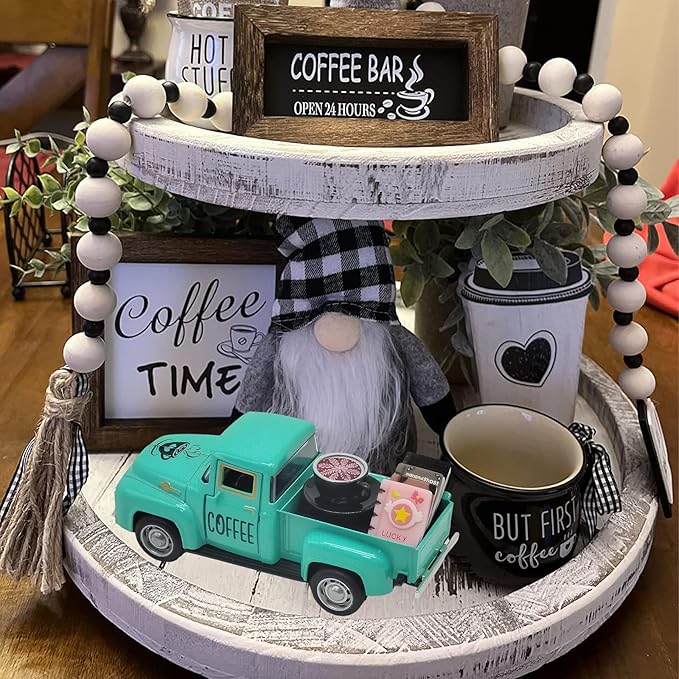 Coffee Bar Decor Vintage Mini Metal Truck Decor - Image 4