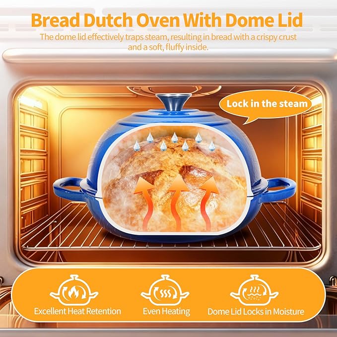 Mini Double Dutch Oven For Sourdough Bread Baking, 6QT Enameled Cast Iron Dutch - Image 5