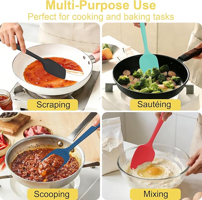 4 Pcs Silicone Spoon Spatula Set, 11.4 In, Food Grade Rubber Spatulas - Image 6