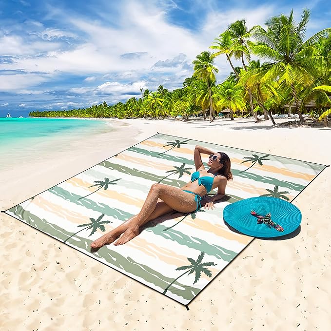 HIHOHO Beach Blanket Waterproof Sandproof Extra Large Beach Mat 79" X - Image 5
