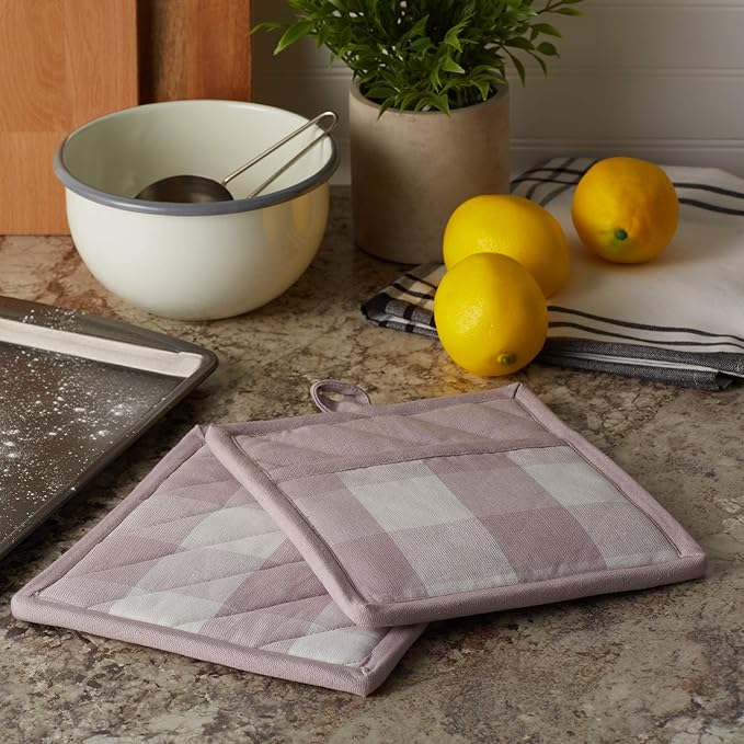 DII Buffalo Check Kitchen Collection, Classic Farmhouse Kitchen Set, Dusty Lilac - Image 4