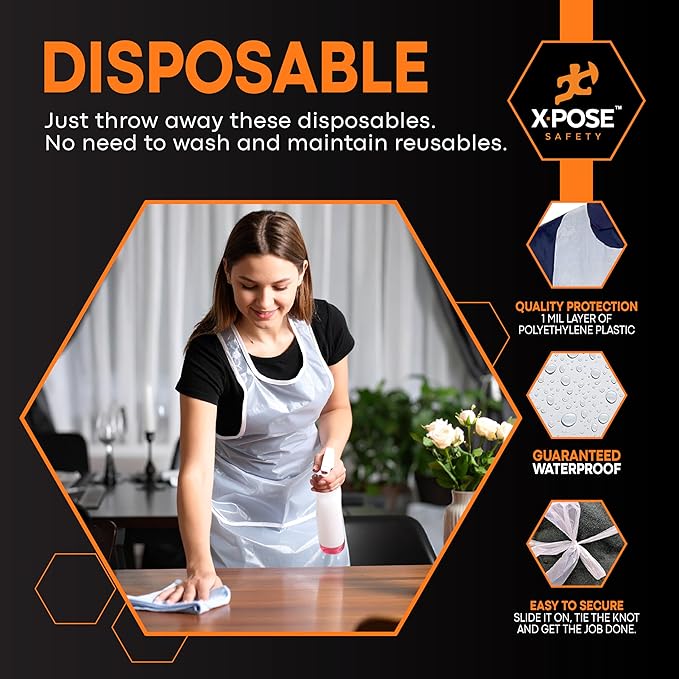 Xpose Safety 48, 000 White Plastic Disposable Aprons - Image 4