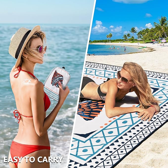 HIHOHO Beach Blanket Waterproof Sandproof Extra Large Beach Mat 79" X - Image 4