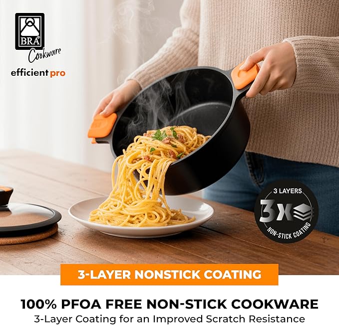 BRA COOKWARE Efficient Pro Nonstick Stock Pot w/Lid | 9.5 Inch 4.2 Quart - Image 5