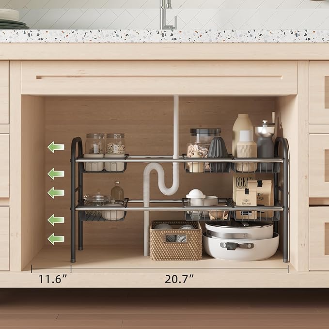 NETEL Under Sink Organizers and Storage, 2 Tier Expandable Under Cabinet - Image 5