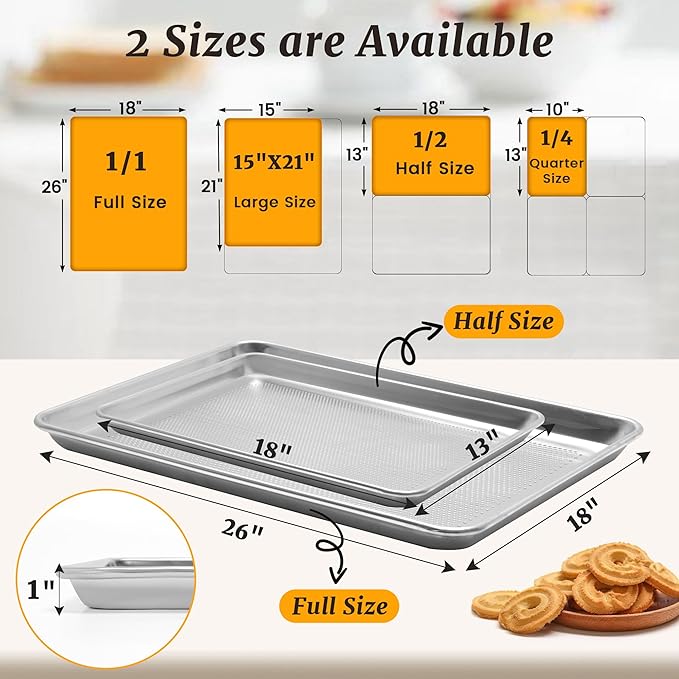 6 Pack Full Size Aluminum Perforated Baking Sheet Pan, Restaurant & Kitchen - Image 5