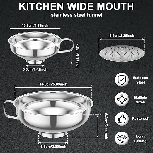 3 Piece Stainless Steel Canning Funnel Set - Image 2