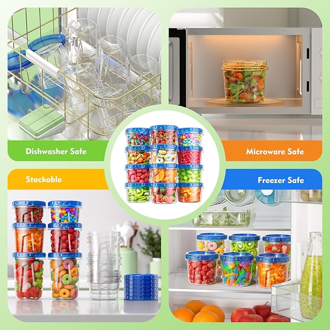 BiuLeon 12 Pack-17oz Freezer Storage Containers, Plastic Food Storage Containers - Image 4