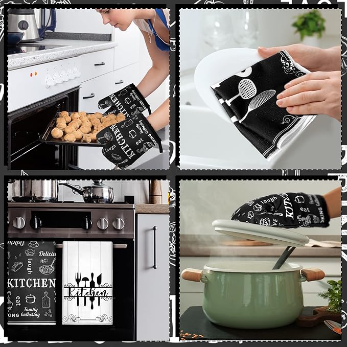 Bencailor 12 Pcs Farmhouse Kitchen Decor and Accessories Sets 4 Black and White - Image 6
