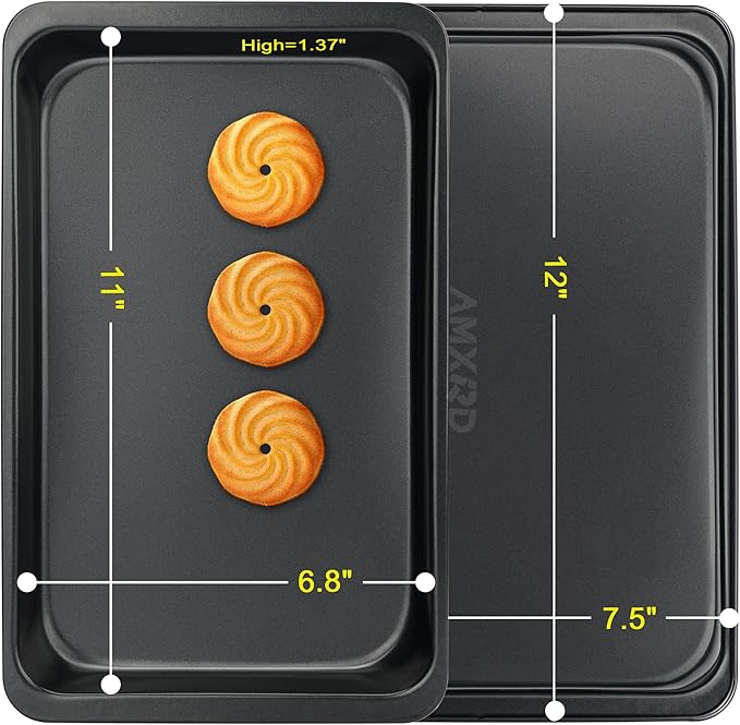 Cookie Sheets Tray, Baking Sheet Pans, Nonstick Toaster Oven Bakeware - Image 2