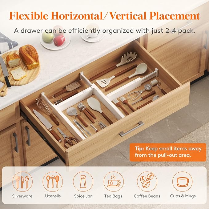 Lifewit 5 Pack 2.36" High Drawer Dividers 40-56cm/16-22 Adjustable Drawer - Image 6