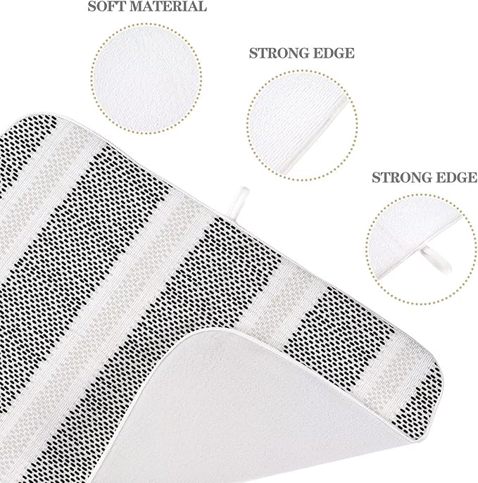 Boho Black Dish Drying Mat 18 x 24 inch Modern Geometry Polka Dot Striped - Image 3