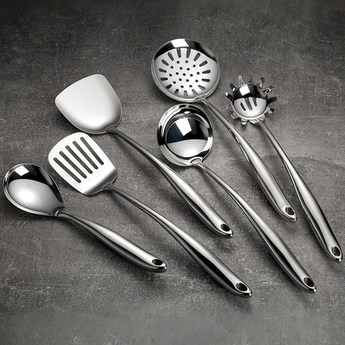 304 Stainless Steel Cooking Utensils Set, Mirror Polished Kitchen Gadget - Image 7