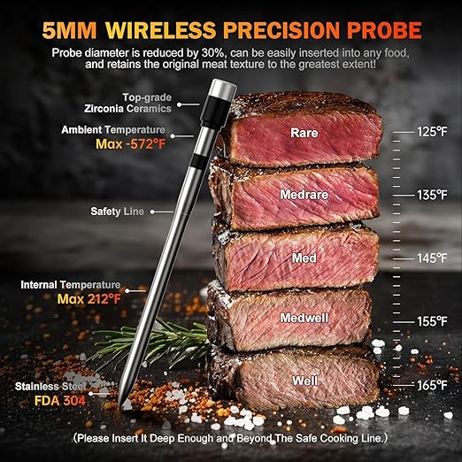 Meat Thermometer Wireless with 2 Probes, 800FT Bluetooth Digital Thermometer - Image 4