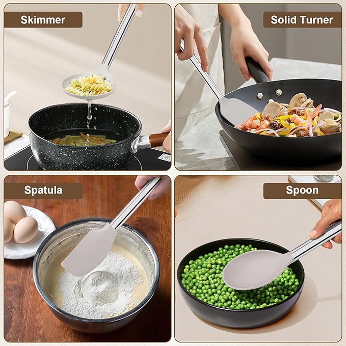 8 Pieces Kitchen Utensils Set, Vayvnt Silicone Cooking Utensils Set - Image 7
