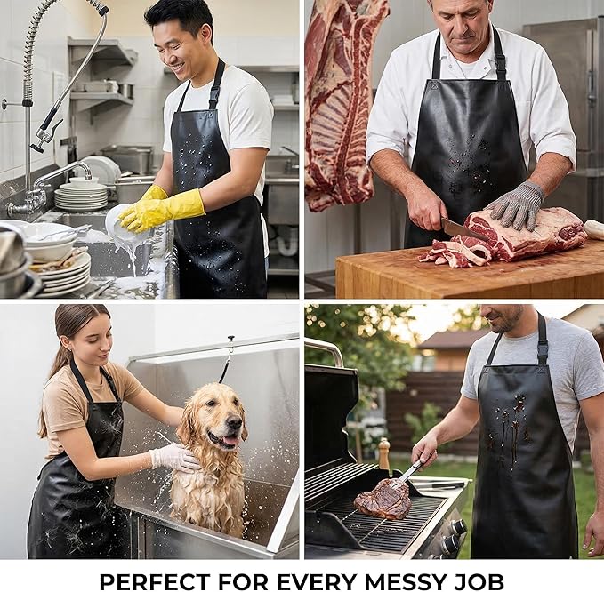 Homsolver 2 Pack Waterproof Rubber Aprons, Heavy Duty Butcher - Image 7