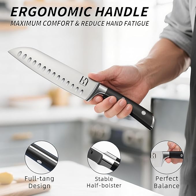 KnifeSaga Knife Set with Block, Japanese 15 PCS Ultra Sharp Ktichen Knives Set - Image 3