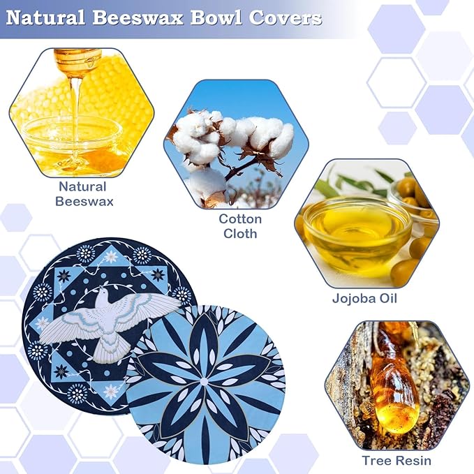 2 Large Reusable Beeswax Bowl Covers - Image 2