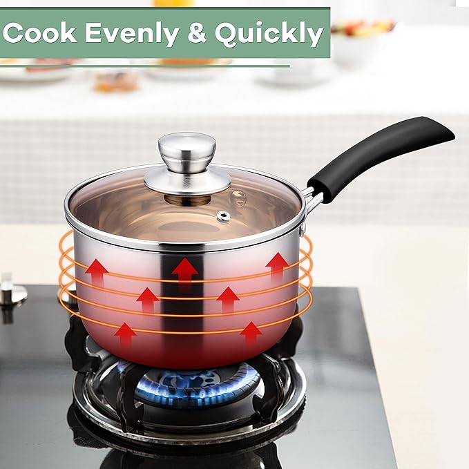 Herogo 3 Quart Saucepan, 18/10 Stainless Steel Sauce Pan Pot - Image 4