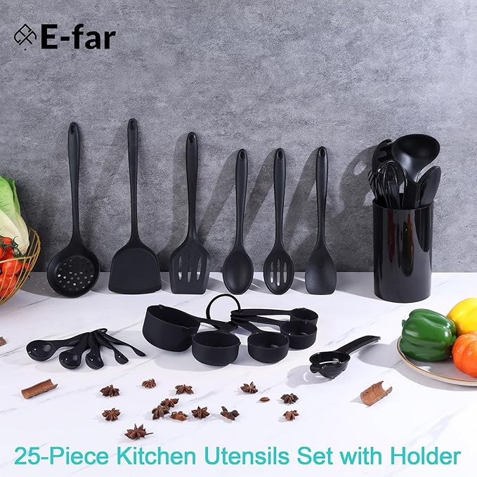 E-far Silicone Cooking Utensils Set, 25 Piece Kitchen Utensils - Image 5