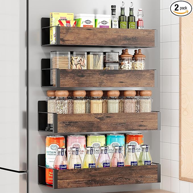 Vetacsion 4 Pack Moveable Fridge Magnetic Spice Racks by HOMESTORAGE