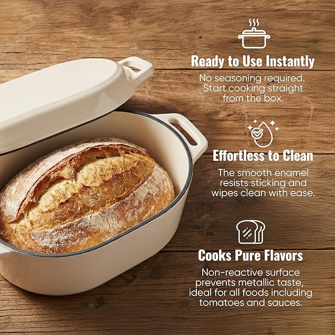 Dutch Oven for Bread Baking, 3.4 QT Bread Dutch Oven for Sourdough, Enamelled - Image 5