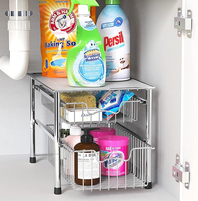 Simple Houseware Stackable 2 Tier Sliding Basket Organizer Drawer - Image 8