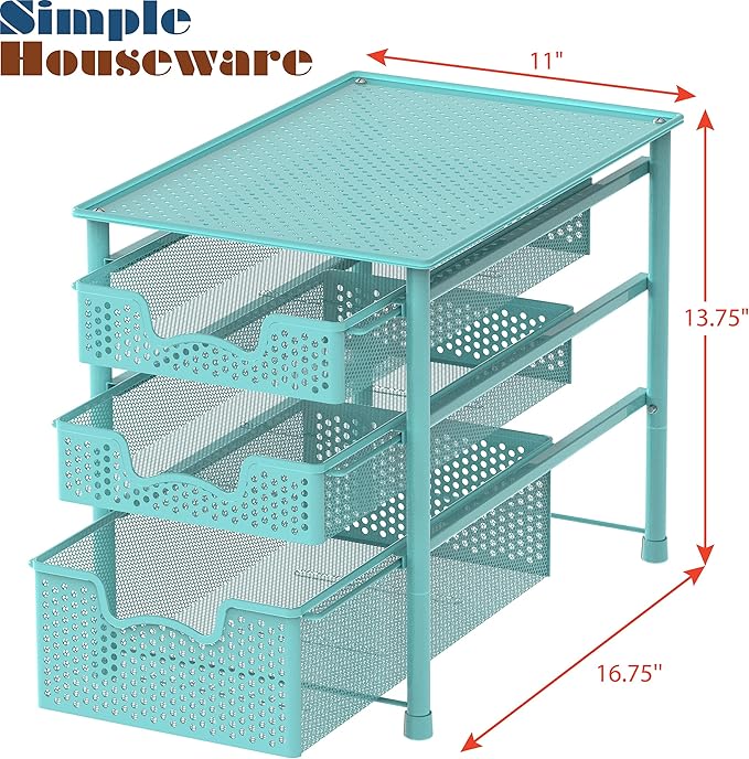 Simple Houseware Stackable 3 Tier Sliding Basket Organizer Drawer - Image 3