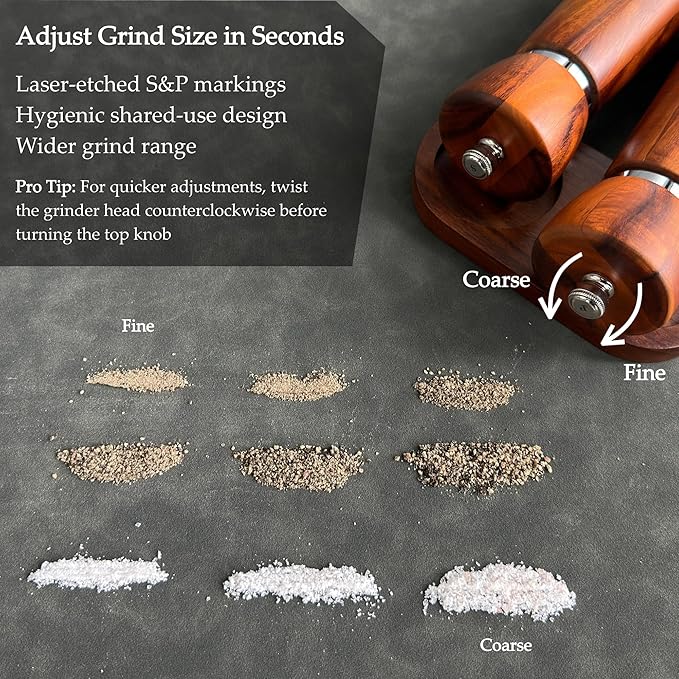 TLYSXPRO Wooden Salt and Pepper Grinder Set – Refillable Salt and Pepper Mill - Image 6
