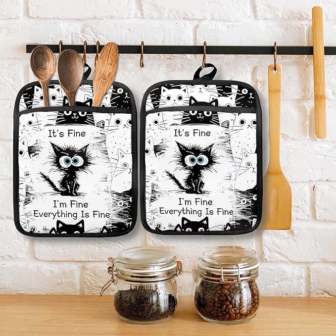 Funny Black Cat Pot Holders - Image 3