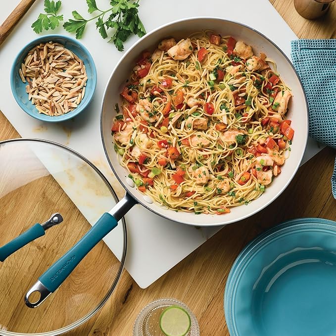 Rachael Ray Cucina Ceramic Nonstick Stir Fry Pan and Lid, 11 Inch Non Stick Wok - Image 8