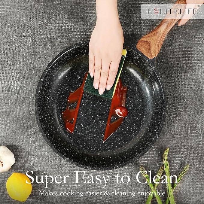 ESLITE LIFE Nonstick Ceramic Frying Pan Skillet, Non-Toxic Egg Omelette Kitchen - Image 6