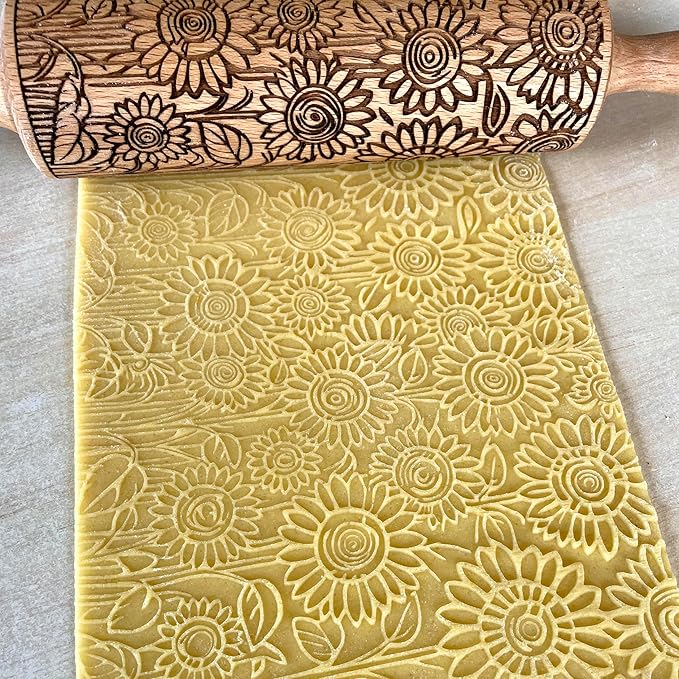 SUNFLOWER FIELD Embossed Rolling Pin - Image 2