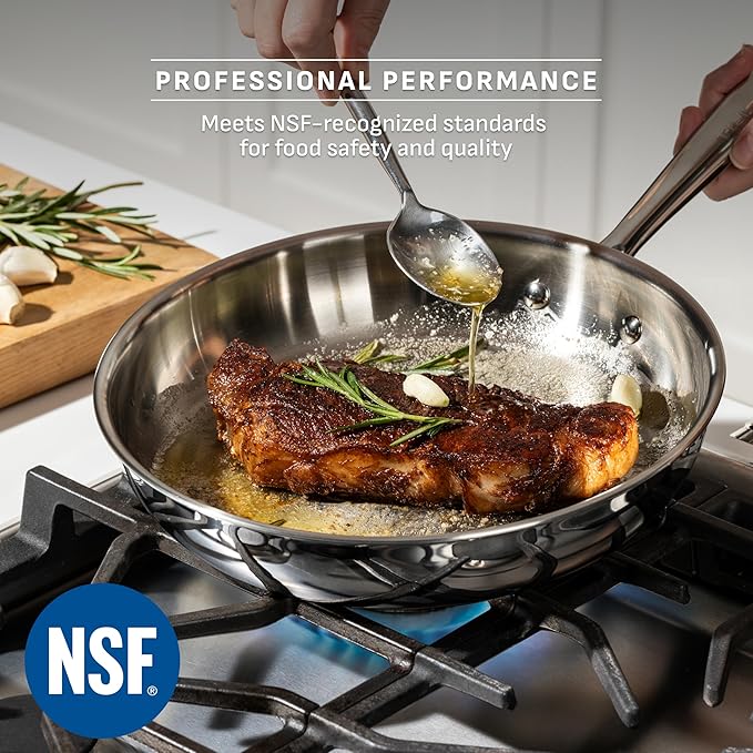 T-Fal Pro Tri-Ply Fry Pan, Stainless Steel Pan 12 inch, Induction Cookware - Image 3