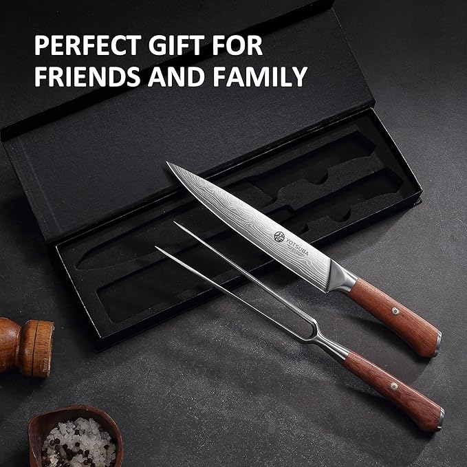 YOTSUBA Japanese Carving Knife and Fork Set, Razor-Sharp German Stainless Steel - Image 8