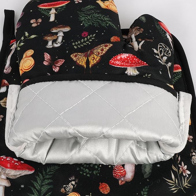 Mushroom Oven Mitts and Pot Holders Sets Cute Oven Gloves Heat Resistant 4 Pcs - Image 5