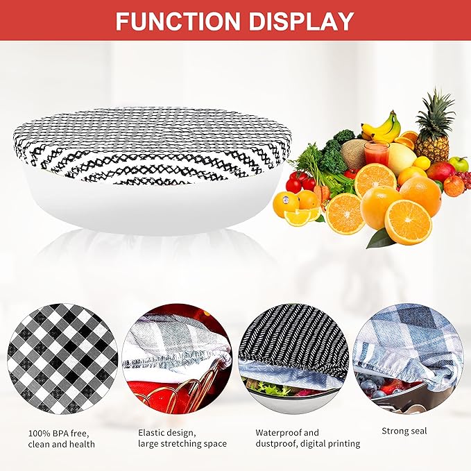 10Pcs Reusable Bowl Covers In 5 Size, Stretch Cloth Fabric Dish Cover Kitchen - Image 3
